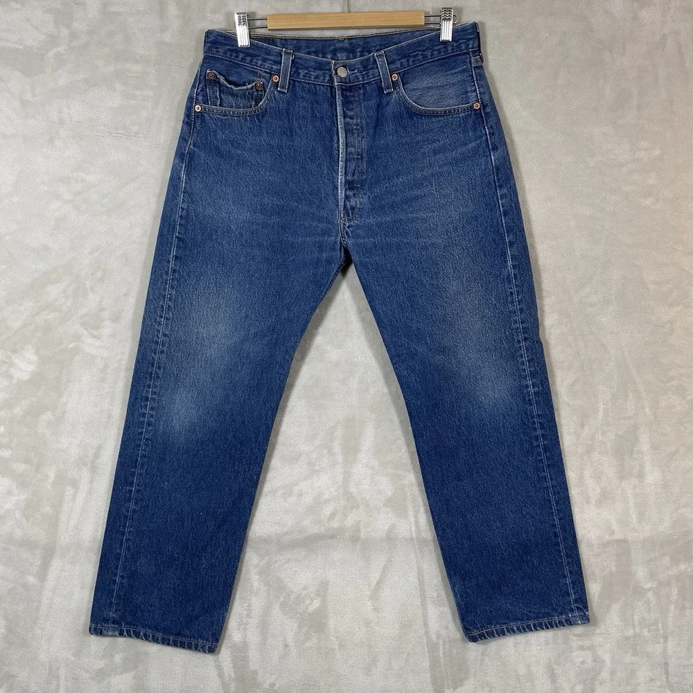 Vtg Y2K Levis 501xx Jeans Mens 36x31 (fit 33x27) 501 0000 Dark Wash Whisker